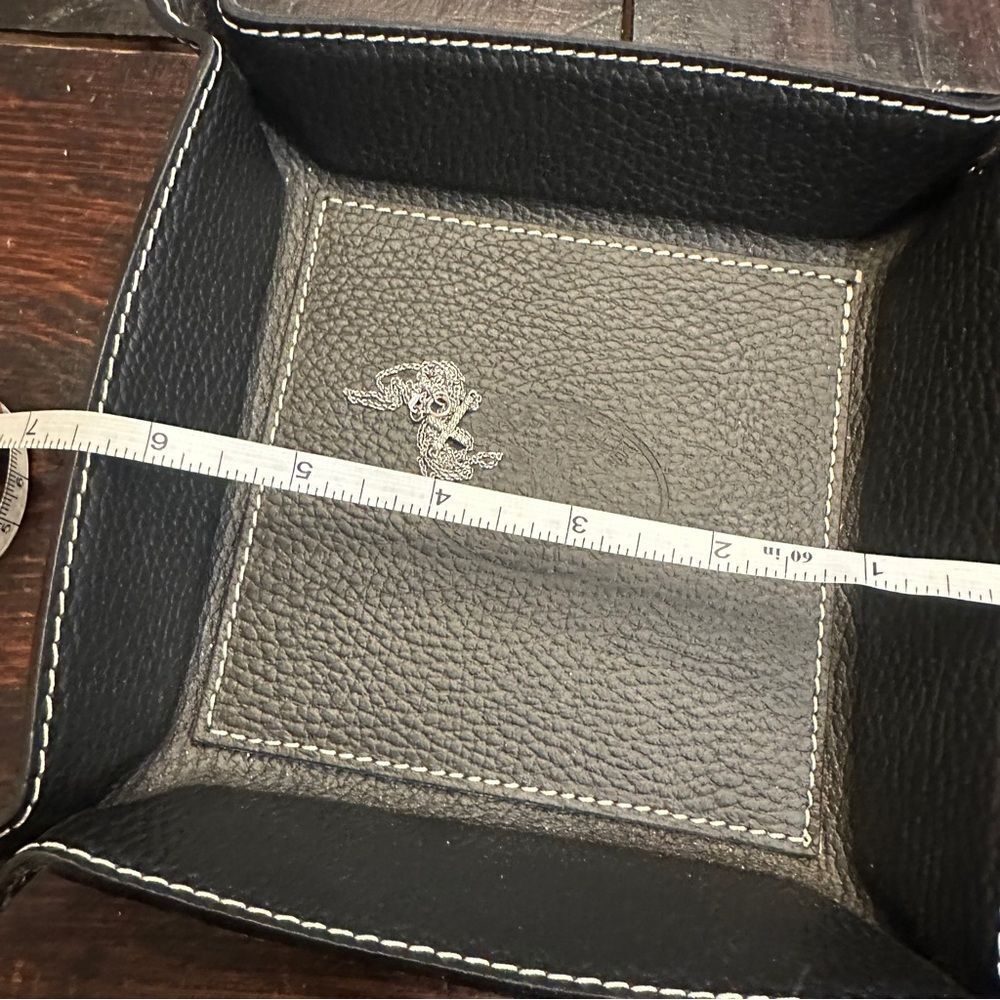 Black Italian Leather Valet Tray 6.5” x 6.5” - Picture 9 of 9